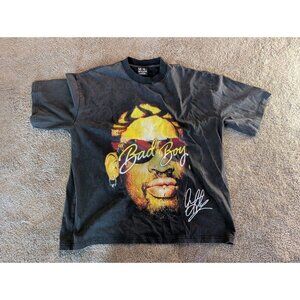 Bad Boy Dennis Rodman Lips Graphic T-Shirt Washed Black Vintage Look Tee